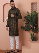 Men Printed Cotton Kurta Pyjama Set-JOKP-P